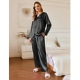 thumbnail image 3 of Ekouaer Silk Pajamas For Women 2 Piece Set Satin Pjs Long Sleeve Button Up Sleepwear Comfy Lounge sets, 3 of 7