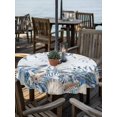 thumbnail image 2 of Outdoor Tablecloth with Umbrella Hole for Patio/Picnic/Party/Camping, Blue Turtle Coastal Waterproof Table Cloth Round Cover Washable, Summer Beach Coral Nautical Starfish Sea Eucalyptus (Dia 54"), 2 of 8