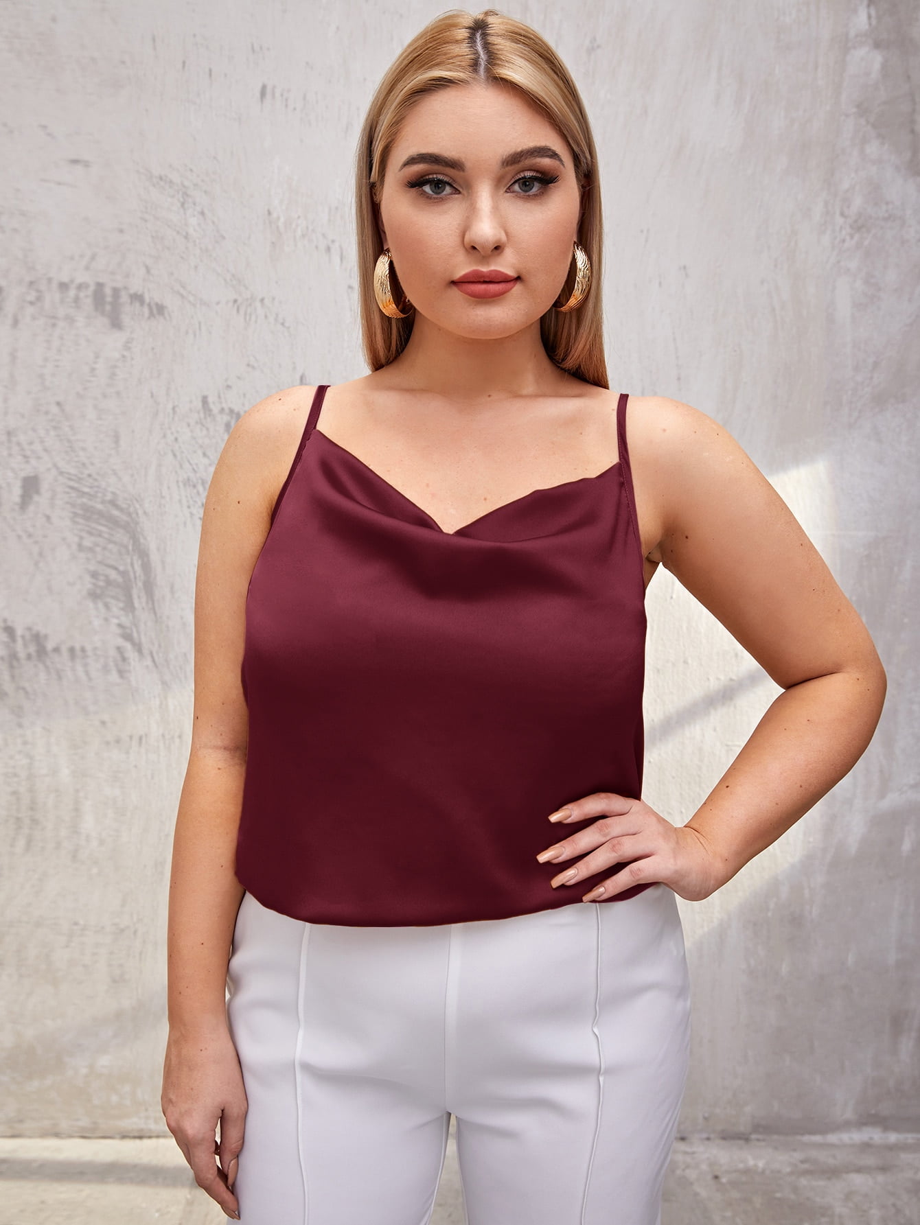 Satin camisole tops plus sizes Clearance