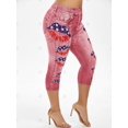 thumbnail image 2 of Más el tamaño de la impresión del labio de la bandera americana recortada Jeggings Rosegal Leggings de talla grande, 2 of 5
