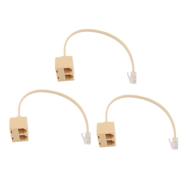 RJ12 Double Holes Female Telephone Wire Cord Inline Connector Splitter