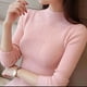 thumbnail image 2 of HELIAR Women Autumn Long Sleeve Knitted Bottoming Solid Sweater Mock Neck Ruffles Sweater Casual Office Slim Pullovers Winter, 2 of 5
