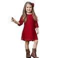 thumbnail image 4 of Flower Girl Robe, Robe en Dentelle Manches 3/4 (6-7 Ans, Rouge), 4 of 4
