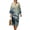 Beige and Blue - Tree Ink Wash Painting, variant on Women Casual Dress Waves Print Loose V Neck Maxi Dresses 3/4 Sleeve Long Dresses Fashion Linen Style Midi Dress for Women, 3XL
