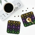 thumbnail image 4 of Lsque Mardi Gra Geometric Pattern 4" Drink Coasters Set of 4, PVC Leather Absorbent Coasters, Table Coaster Set Decorative Coffee Cup Coasters Housewarming Gift -Square, 4 of 6