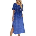 thumbnail image 2 of Ovzne Robes d'Été pour Femmes 2025 Robe d'Été Robe d'Été Décontractée pour Femmes Robe de Printemps à Manches Courtes avec Poches Robe de Plage Évasée Robe Décontractée Robe Grande Taille à Manches Courtes Imprimée Transparente, 2 of 7