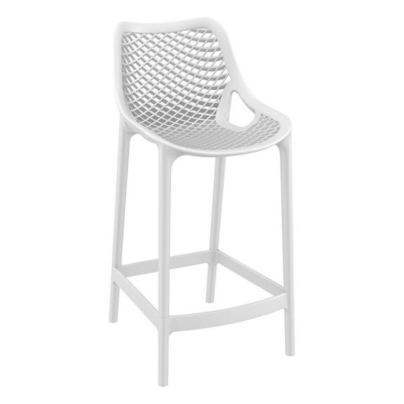 37.5" White Solid Patio Resin Counter Stool