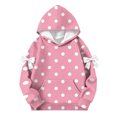 thumbnail image 4 of Girl Oversized Hoodie Shirts Bow Print Pullover Tops Casual Long Sleeve Hooded Sweatshirts Trendy Preppy Clothes New Cute Hoodies Sweatshirts for Girls Pinky 120, 4 of 5