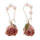 thumbnail image 2 of Pendientes colgantes con dijes de flores de resina epoxi recubiertos con perlas artificiales. Rosado, 2 of 9