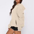 thumbnail image 6 of RPVATI Hoodies Women Plus Size Drop Shoulder Pullover Tops Trendy Hooded Long Sleeve Sweatshirts Winter Clothes with Pockets Beige S, 6 of 8