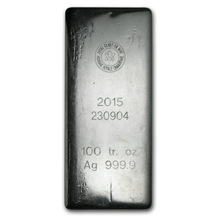 100 oz Silver Bar - Royal Canadian Mint (2015/.9999 Fine)