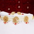 thumbnail image 4 of &nbsp;Artificial Gold Jadau Jewellery Rajputana Rajasthani Antique Traditional Ethnic Wear Pearl Beaded Choker Necklace set Earrings(MIBDDCHKR990B5MOONCPY1), 4 of 4