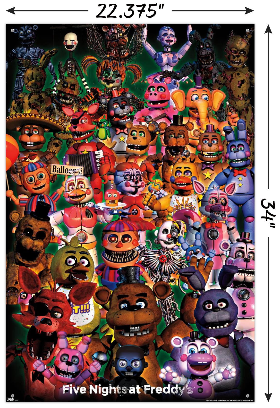 Five Nights at Freddy's - Ultimate Group Wall Poster with Push Pins, 22.375" x 34"