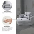 thumbnail image 5 of Swivel Accent Barrel Chairs with Half Moon Storage Ottoman and pillows, Modern Round Leisure Lounge Chair with Metal Base, Linen Fabric Sofa Chair for Living Room, Light Gray, 5 of 7