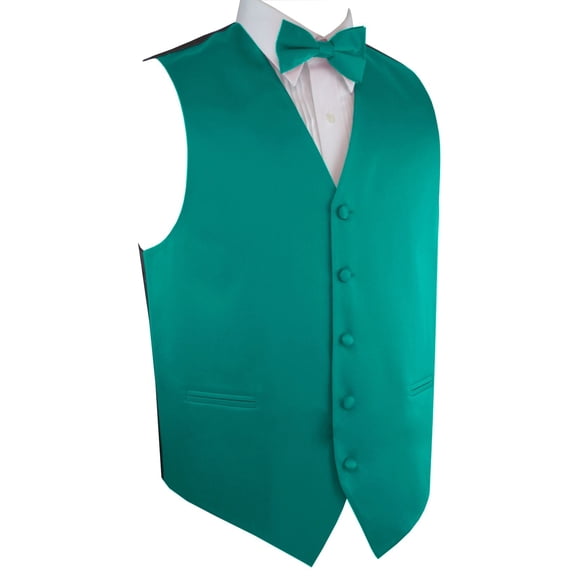 Best Tuxedo Men's Formal, Prom, Wedding, Homecoming, Cruise Tuxedo Vest, Bow-Tie & Hankie Set in Teal - 6XL