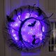thumbnail image 4 of Corona de feliz Halloween iluminada, colgante de corona de gato y murciélago negro, decoración de Halloween para suministros para fiesta en casa, 4 of 8