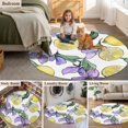 thumbnail image 6 of Summer Yellow Lemon Round Area&nbsp;Rug 8ft Plant Leaves Floral Watercolor Non-Slip&nbsp;Washable Circle Rugs Soft Felt Indoor Floor Mat for Bedroom Kitchen Living Room Bathroom, 6 of 9