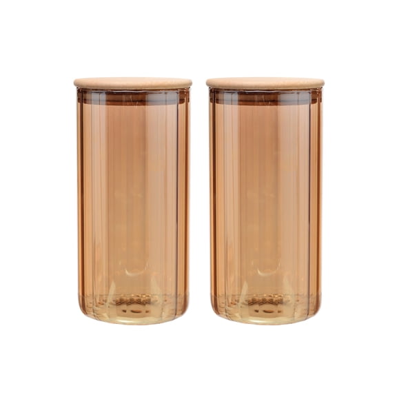 Just Cook Glass Canister Food Storage Containers with Metallic Finish, 1400 ml, 2 Pack
