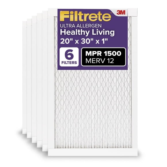 Filtrete 16x30x1 Filtre à Air de Four CA, MERV 12, MPR 1500, Certifié Compatible Asthme et Allergies, Filtre de Nettoyage d'Air Électrostatique Plissé 3 Mois de 1 Po