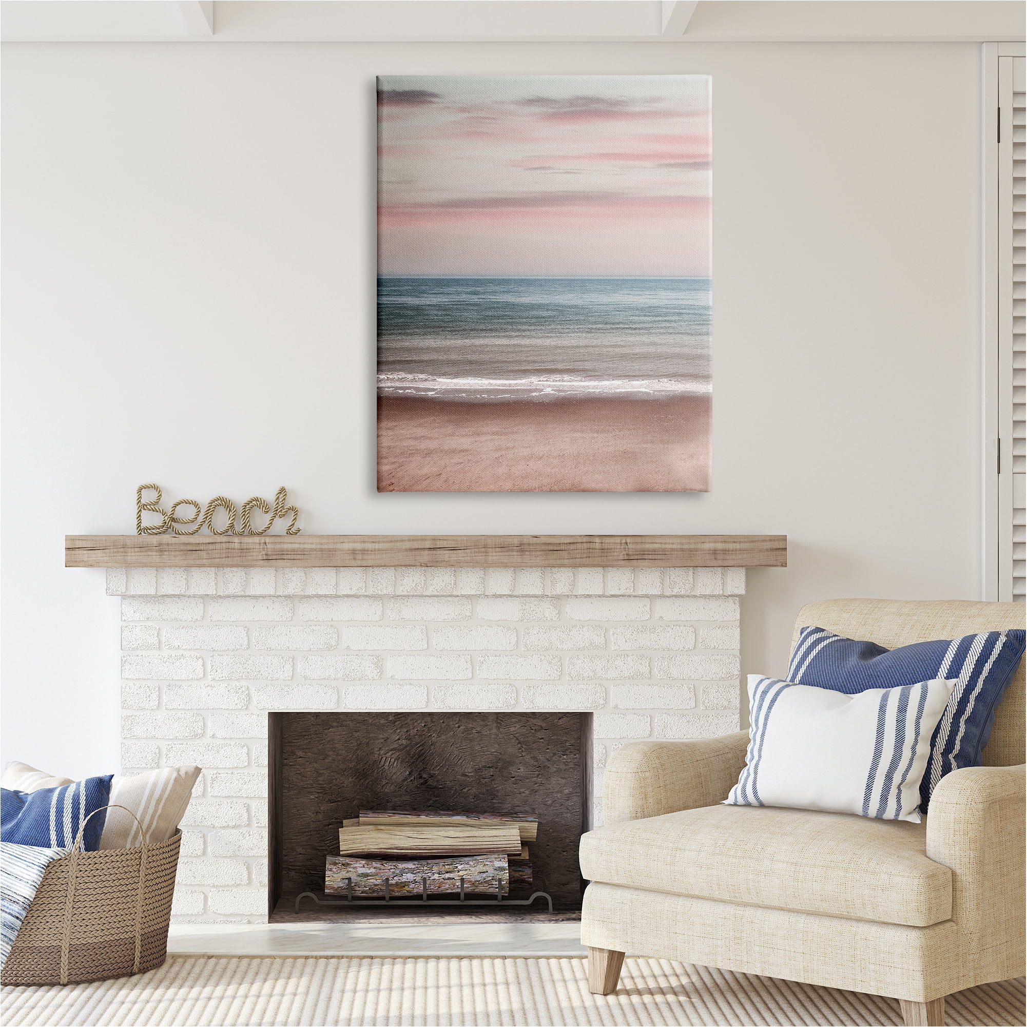 Stupell Industries Pastel Shore Sunrise Landscape Painting Gallery Wrapped Canvas Art Print Wall Art, 36 x 48