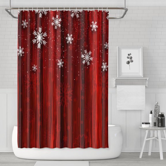Shower Curtain for Bathroom Farmhouse Xmas Covered Snow Shower Curtains Durable Funny Bathroom Curtains Hooks Included,72x72Inch