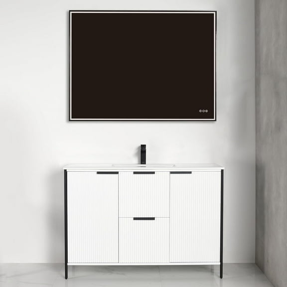 Blossom Zurich 48" Freestanding Vanity | Glossy White | Ceramic Sink | Modern Bathroom Cabinet