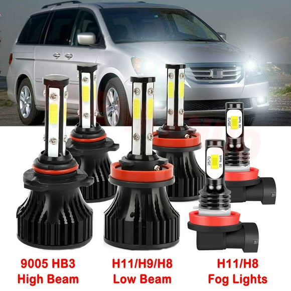 H11 9005 Faisceau Haut&Bas pour Honda Odyssey 2011 2012-2016 2017 2018 2019 2020 Phares DEL Phares Anti-Buée 6 Pcs
