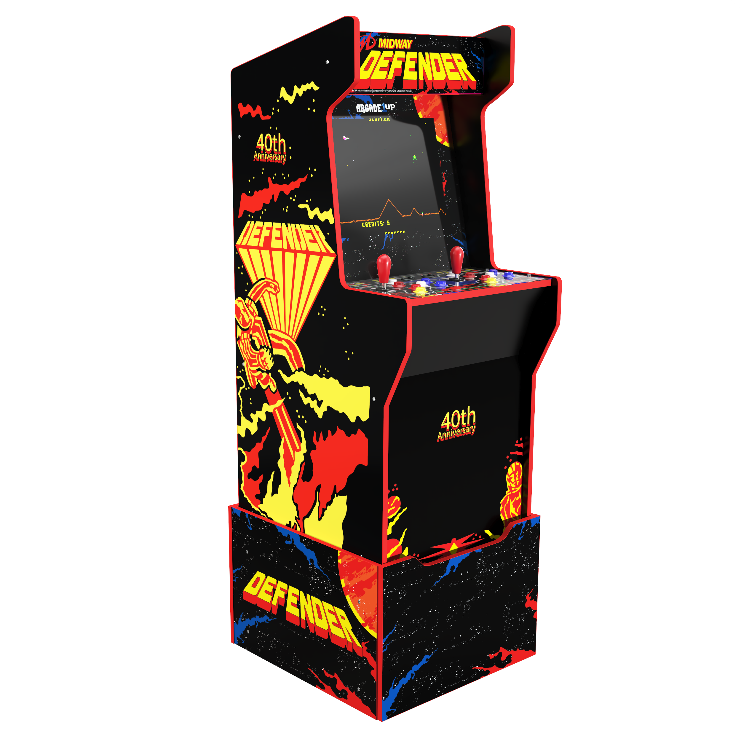 Defender 40th Anniversary 12-IN-1 Midway Legacy Edition Arcade with Licensed Riser and Light-Up Marquee, Arcade1Up - image 2 of 6