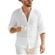 thumbnail image 2 of Seeotter Button Down Linen Shirts for Men Casual Long Sleeve Regular Fit Cotton Beach Shirts with Pocket, 2 of 7