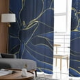 thumbnail image 4 of Navy Blue Gold Semi Sheer Curtains 84 Inch Length 2 Panels Set,Abstract Line Art Troditional Ink Painting Sheer Kitchen Curtain Privacy Voile Window Curtain for Living Room Bedroom Rod Pocket Drapes, 4 of 7