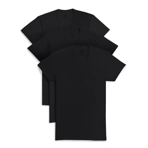2(X)IST T-Shirt Col en V Ajusté en Coton Essentiel pour Hommes Lot de 3 Couche de Base, Noir Profond, Grand US