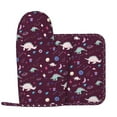 thumbnail image 2 of Honeii Space Dinosaur patten Oven Mitts and Pot Holders Sets, Baker Oven Mitts, Mittens for Kitchen Decor, Baking Lover over Gloves Gifts, 2 of 7