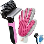 Pet Grooming Kit with 2 Side Grooming Brush and 2 Side Grooming Glove
