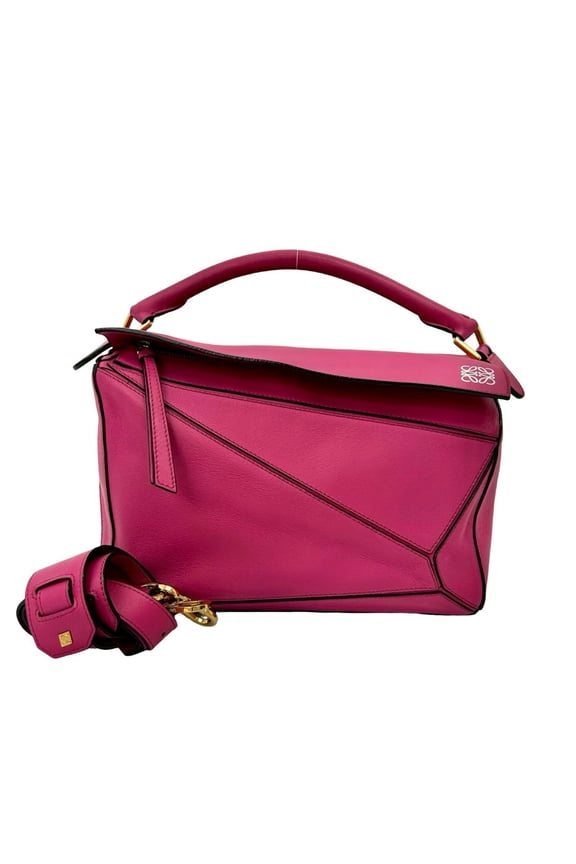 Pre-Owned LOEWE Puzzle Bag Anagram Leather 2-Way Handbag, Mini Boston Bag, Shoulder Pink 38696