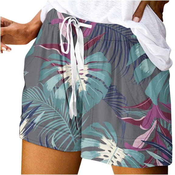 ZVNAΖH Womens Shorts Elastic Waist Loose Fit Wide Leg Shorts Summer Casual Shorts for Women 2024