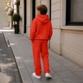 thumbnail image 5 of SERTGUTR Boys' Waffle Knit Hoodie Pullover Quarter Zip Kangaroo Pocket Elastic Waist Sweatpants 2 Piece Set Relaxed Fit Warm Winter School Outdoor Wear, 5 of 9
