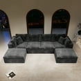 thumbnail image 2 of 137.8*68.9"Modular sectional sofa seat,Upholstered compressed couch for living room,Bedroom,Apartment,No assembly required,5PC free combination,Plush corduroy fabric,GREY, 2 of 7