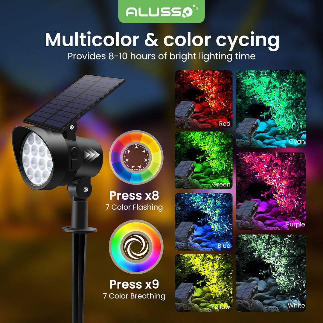 Solar Spot Lights Outdoor Motion Sensor, 3CCT Dimmable Solar Landscape Spotlights, Always On Flag Pole Light, IP65 Waterproof Landscape Lighting for Outside Yard Pathway Garden, 4 Pack