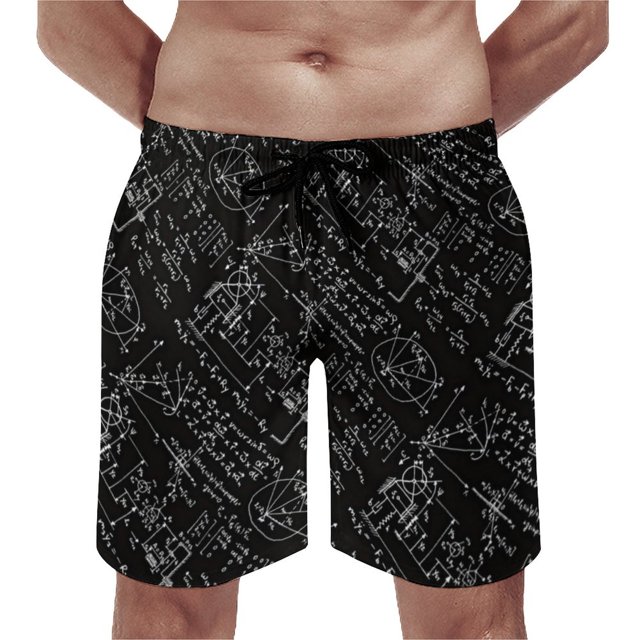 Board Shorts Math Linear Classic Swim Trunks Mathematics Eduion Men Quick Drying Sports Fitness Trendy Board Short Pants