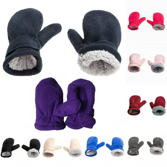 Limei Toddler Infant Winter Mittens Lined with Fleece Easy-on Baby Boy Girls Warm Gloves Outdoor (Grey, L)