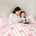 thumbnail image 4 of jejeloiu Cute Cartoon Bow 7 Pieces Bedding Comforter Set,Lovely Bow Tie Full Bedding Set,Girl Pink Bowtie Fitted Sheet Flat Sheet For Children,Breathable Home Decor Reversible, 4 of 8