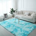 thumbnail image 4 of AuroraX Plush Bath Rug Fancy Non-Slip Backing Blue Fluffy Bathroom Rug Contemporary Tie-Dye, 4 of 5