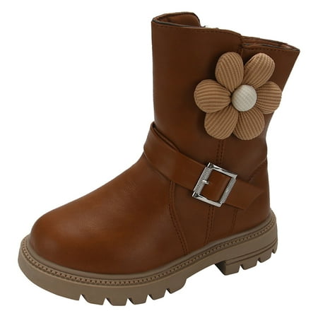 

Dpytoraw Children Fashionable Thick Soled Girls Mid Length Boots Comfortable Soft Soled Leather Short Boots Size 6-7 Years