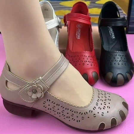 

Spring and Autumn New Rubber Soft Bottom Soft Women‘s Shoes Shoes for Moms British Style Velcro Shoes for Work