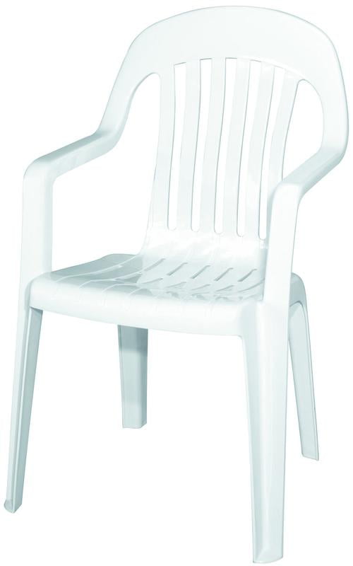 Adams 8254 48 3700 Stackable High Back Chair 36 In H X 22 W 1 2 D White Com - High Back White Plastic Resin Patio Chair
