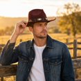 thumbnail image 4 of Qwertyu Cowboy Hat for Men Women Classic Cowgirl Hat Wide Brim Western Women Mens Cowboy Hats Cowgirl Hats Gifts Coffee, 4 of 6