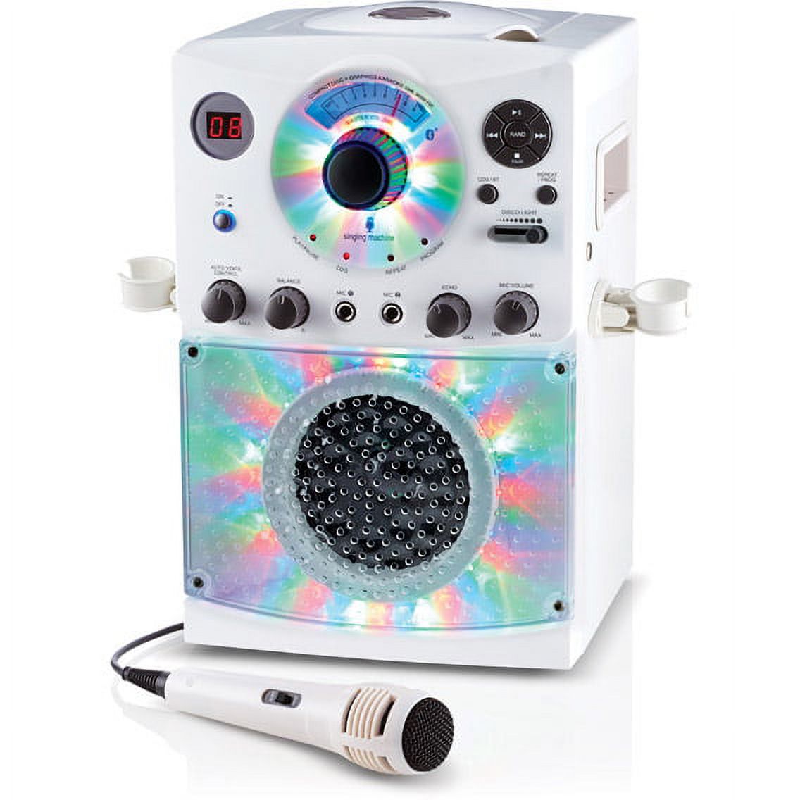 The Singing Machine SML385BTW Bluetooth Karaoke System with LED Disco Lights & Microphone (White) - image 2 of 6
