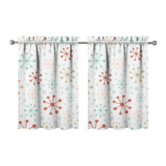 Vintage Marble Modern Geometric Flowers Abstract Tier Cafe Curtains for Bathroom Living RV Rod Pocket Window Drapes 36 Inch 2 Panels Set 28"x36" 2 Panels Window Treatment Tiers