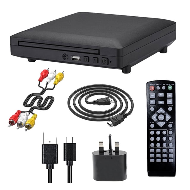 Injueey Mini reproductor de DVD Reproductor de DVD Reproductor de DVD para Smart TV Compatible con reproductores de discos Full HD 1080P Cables de audio/vídeo Reino Unido