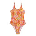thumbnail image 6 of HOMBOM Underwire Swimsuits for Women Backless Bikini One-pieces Orange Floral Print Ladies Swimsuits One Piece S, 6 of 6
